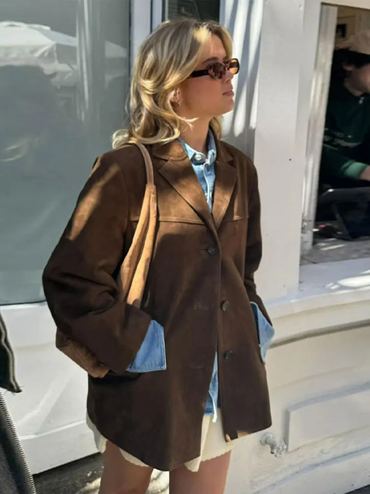Klassische Wildlederjacke für Damen