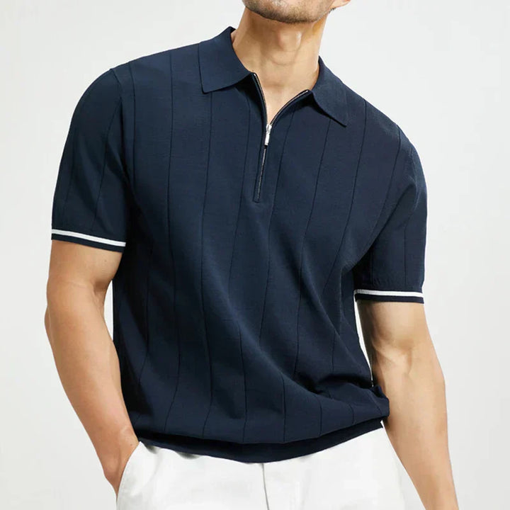 Herren Sommer Polo-Shirt mit halbem Reißverschluss und kurzen Ärmeln