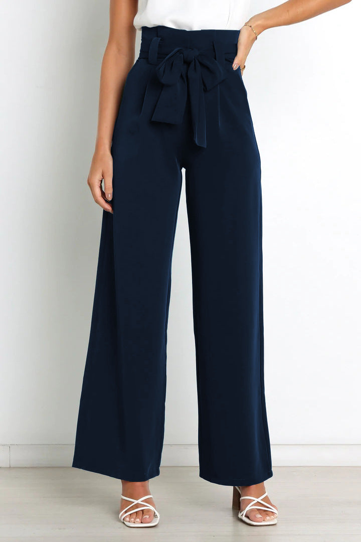 Damenhose mit weitem Bein Taschen und Gürtel