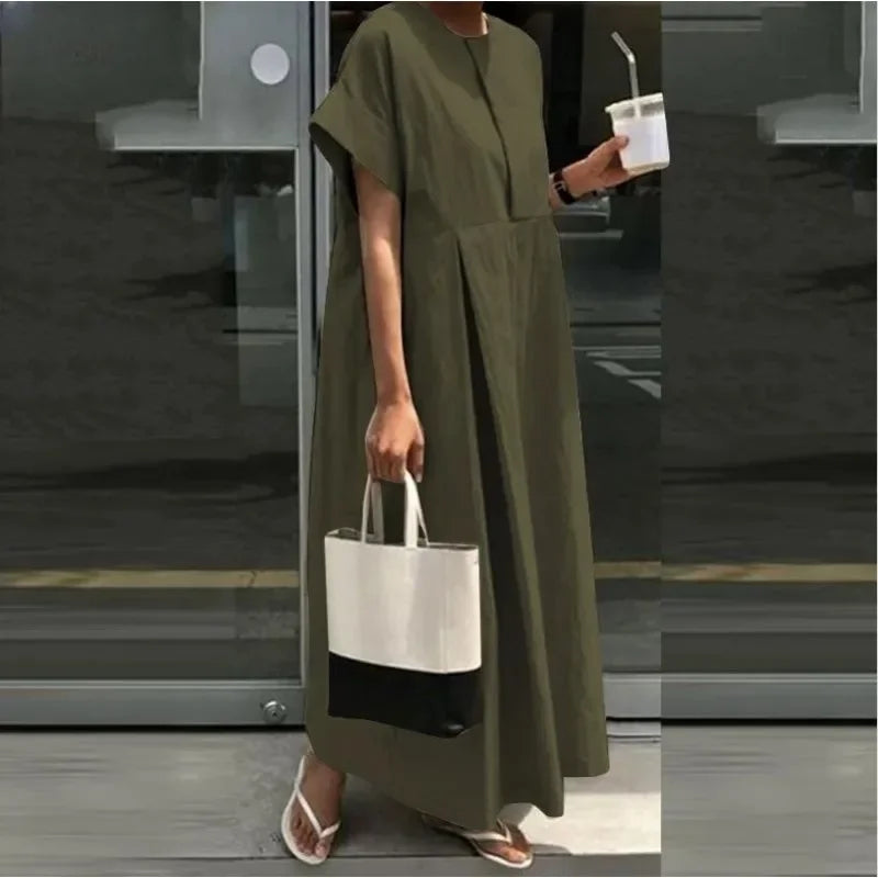 Damen Sommer Maxikleid mit kurzen Ärmeln