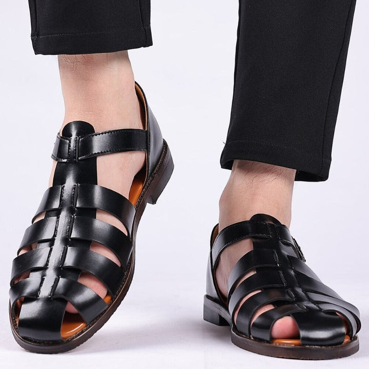 Herren Sommersandalen aus veganem Leder mit Schnallenriemen