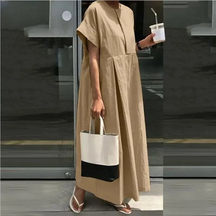 Damen Sommer Maxikleid mit kurzen Ärmeln