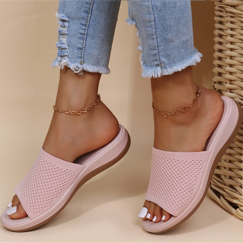 Damen Sommerschuhe mit offener Zehe und Slip-On Design