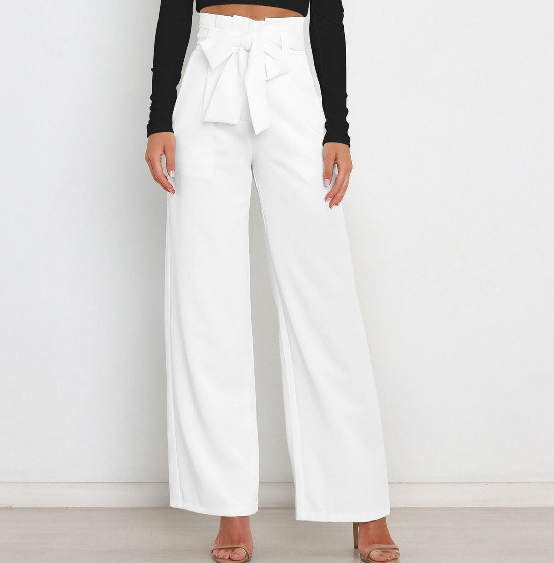 Damenhose mit weitem Bein Taschen und Gürtel
