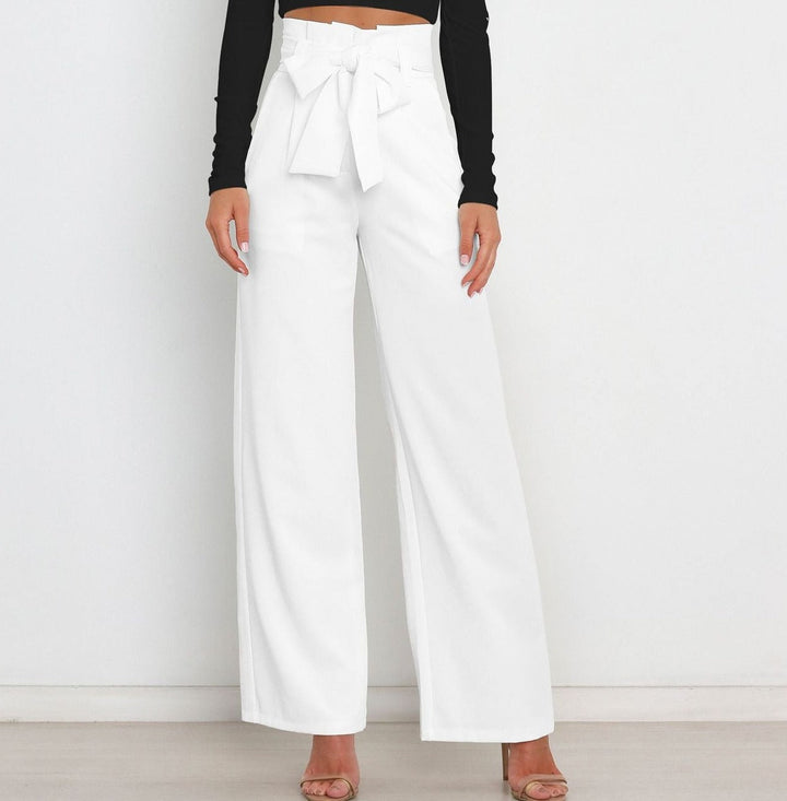 Damenhose mit weitem Bein Taschen und Gürtel