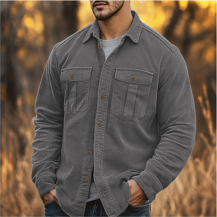 Herren Cordshirt mit langen Ärmeln und Brusttaschen