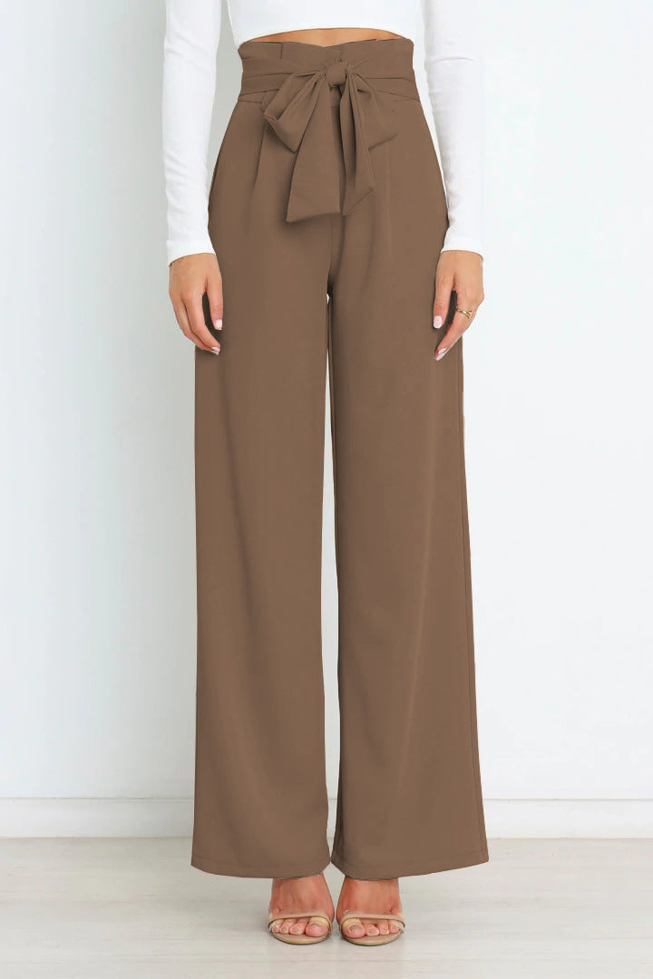 Damenhose mit weitem Bein Taschen und Gürtel
