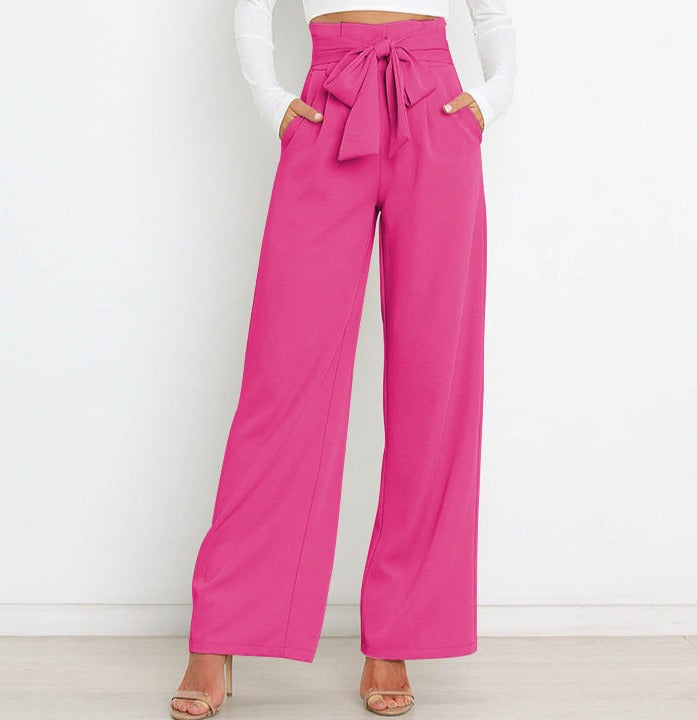 Damenhose mit weitem Bein Taschen und Gürtel