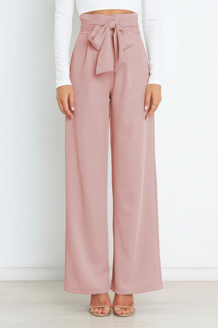Damenhose mit weitem Bein Taschen und Gürtel