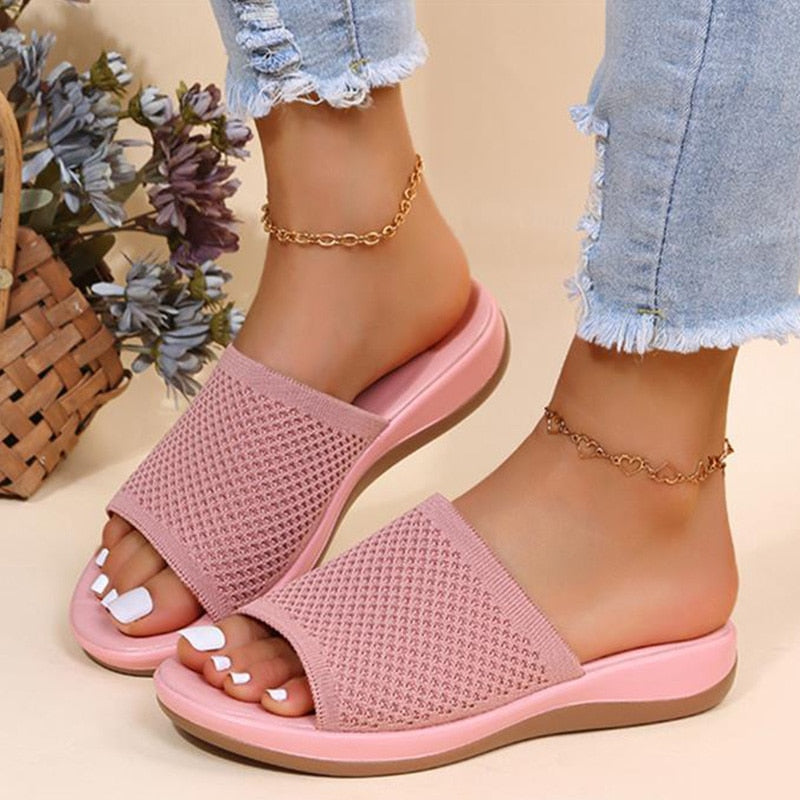 Damen Sommerschuhe mit offener Zehe und Slip-On Design