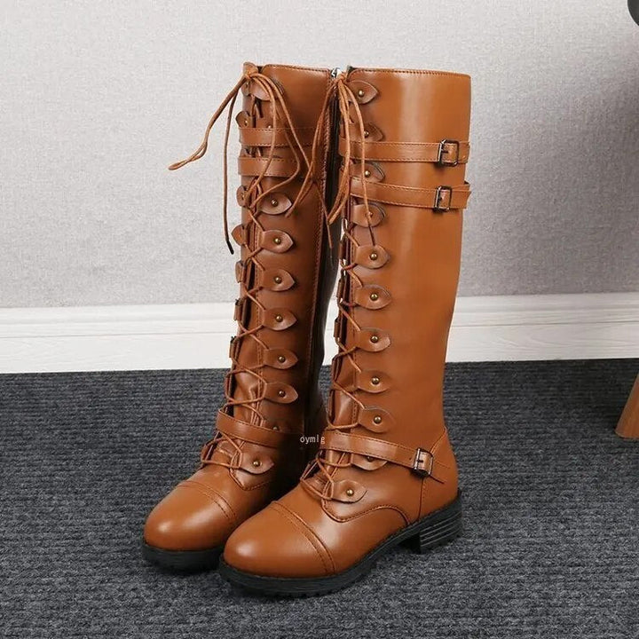 Damen Vegan-Leder Schnürstiefel