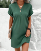 Kurzarm-V-Ausschnitt-Kleid Für Frauen