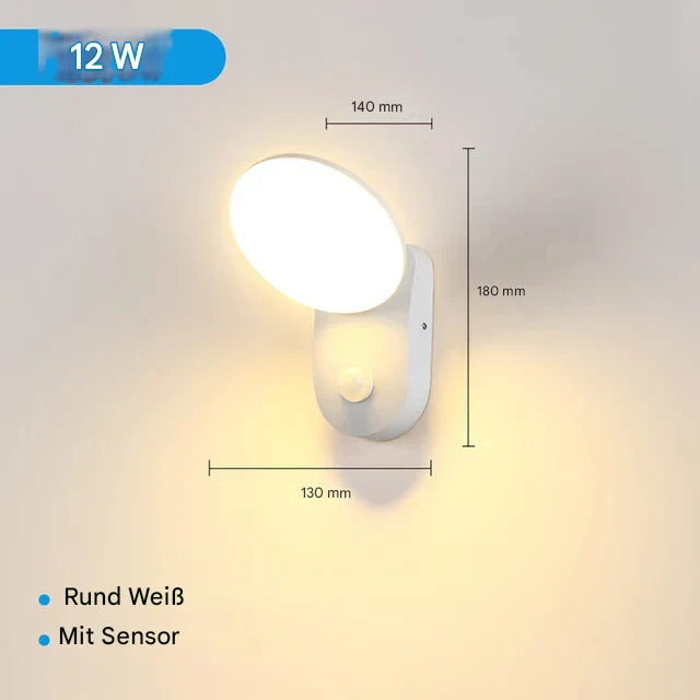 Wasserdichte Außenwandleuchte mit PIR-Bewegungssensor (12 W) – Intelligente Beleuchtung für mehr Sicherheit