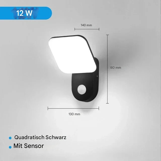 Wasserdichte Außenwandleuchte mit PIR-Bewegungssensor (12 W) – Intelligente Beleuchtung für mehr Sicherheit