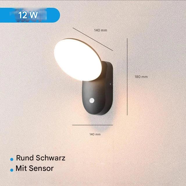 Wasserdichte Außenwandleuchte mit PIR-Bewegungssensor (12 W) – Intelligente Beleuchtung für mehr Sicherheit