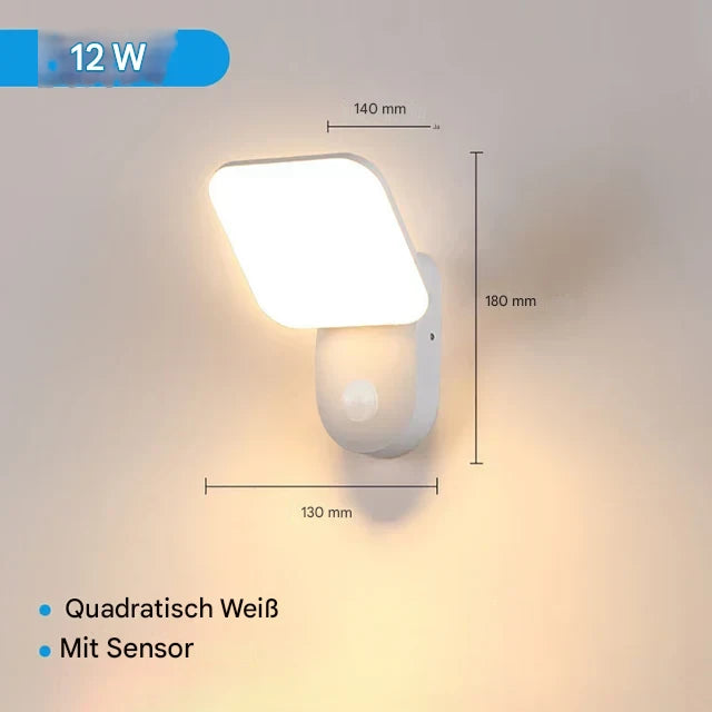 Wasserdichte Außenwandleuchte mit PIR-Bewegungssensor (12 W) – Intelligente Beleuchtung für mehr Sicherheit
