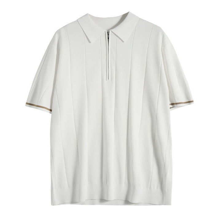 Herren Sommer Polo-Shirt mit halbem Reißverschluss und kurzen Ärmeln