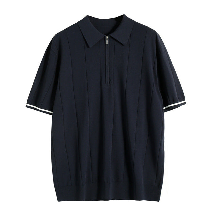 Herren Sommer Polo-Shirt mit halbem Reißverschluss und kurzen Ärmeln