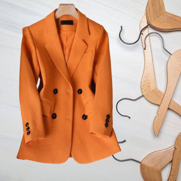 Damen Blazer mit langen Ärmeln und doppelreihiger Vorderseite