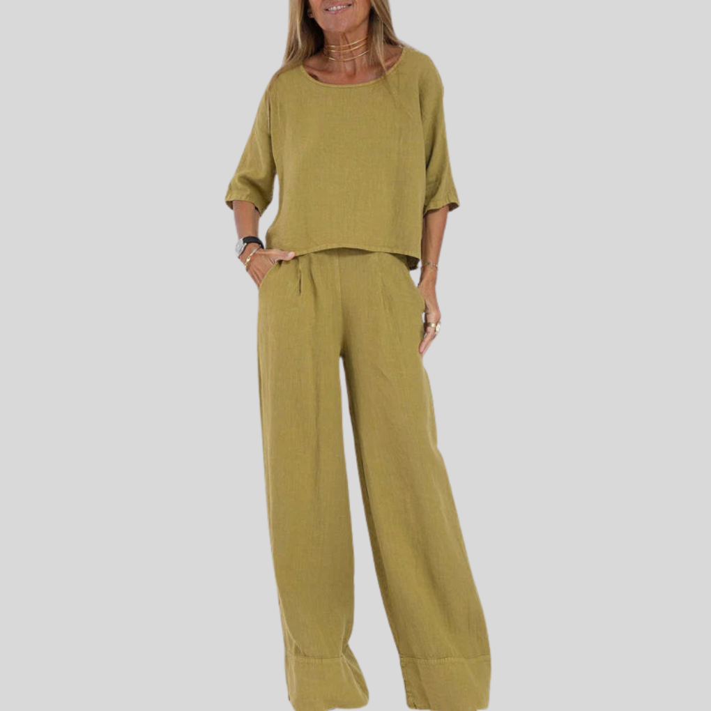 Zweiteiliges Baumwoll-Leinen-Set