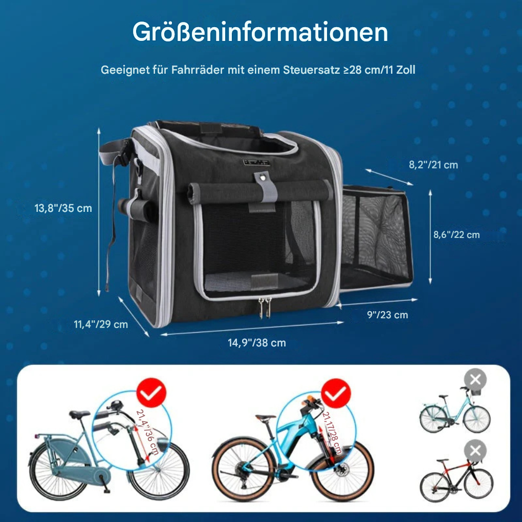 Erweiterbarer Fahrradkorb für Haustiere