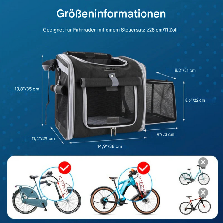 Erweiterbarer Fahrradkorb für Haustiere