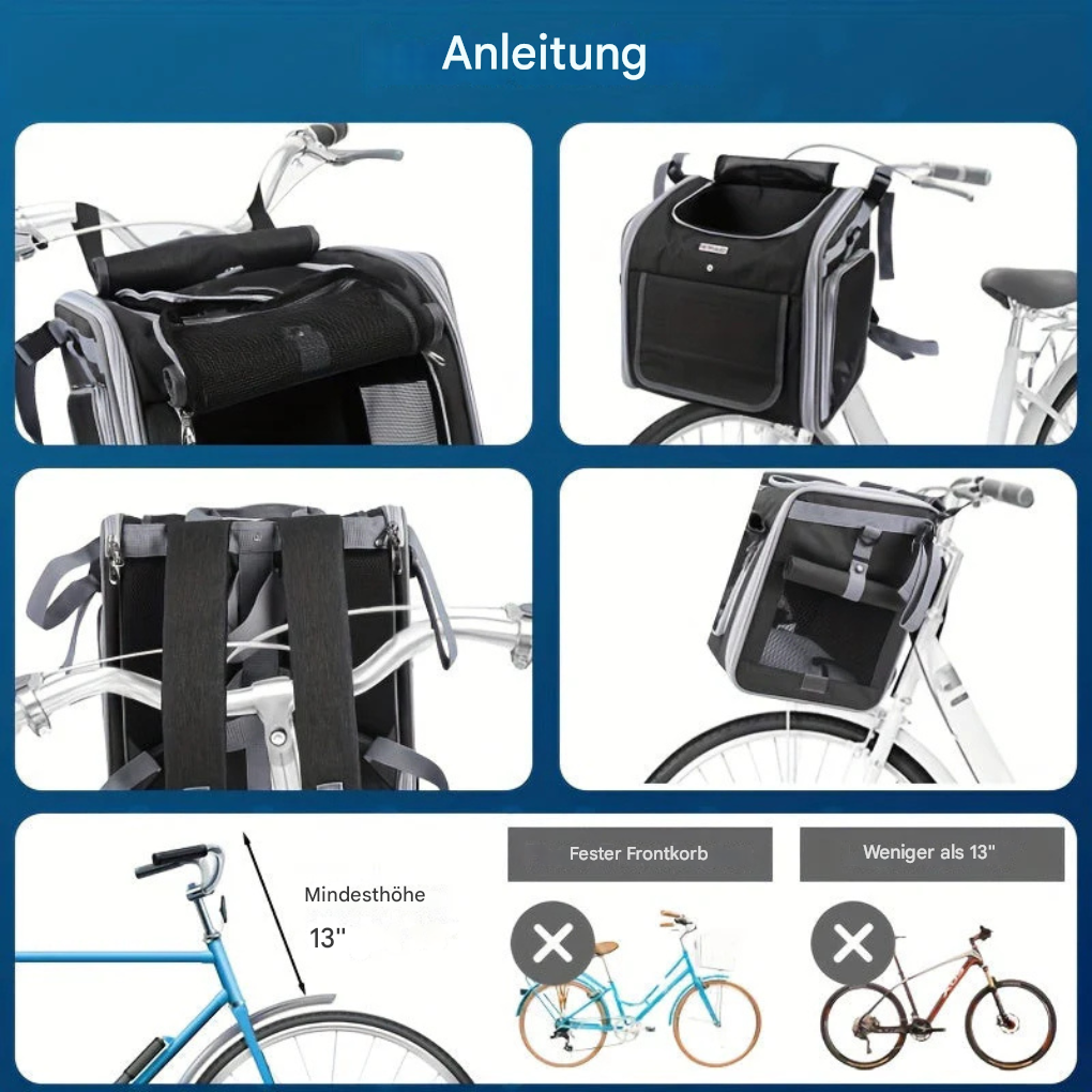 Erweiterbarer Fahrradkorb für Haustiere
