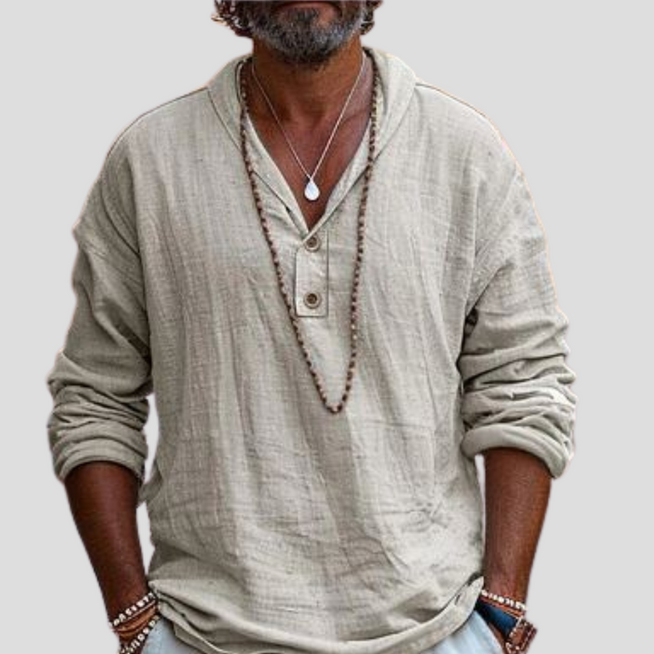 Herren-Leinenhemd mit langen Ärmeln