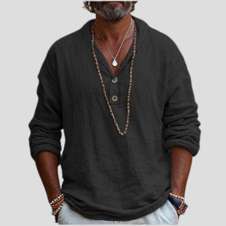 Herren-Leinenhemd mit langen Ärmeln