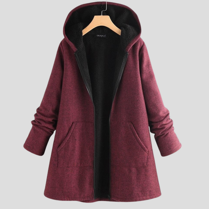 Damen-Kapuzenmantel aus festem Fleece