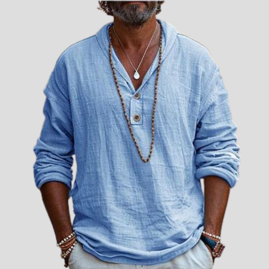 Herren-Leinenhemd mit langen Ärmeln