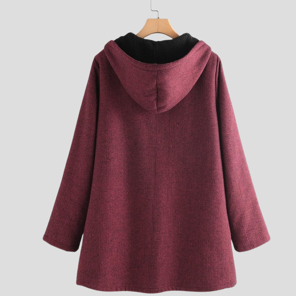 Damen-Kapuzenmantel aus festem Fleece