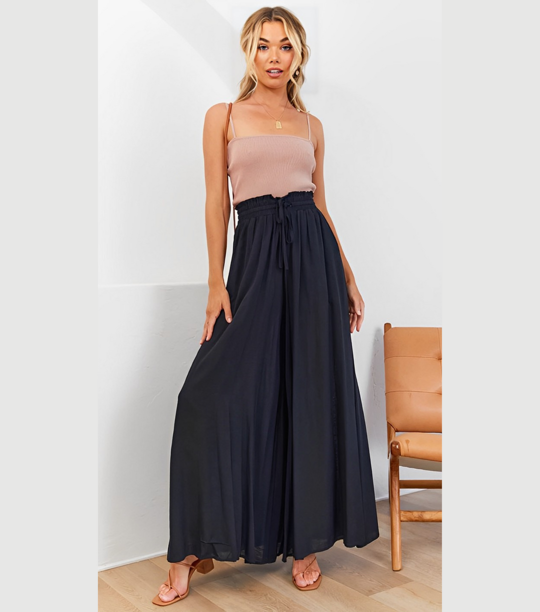 Damen Sommerhose mit hohem Bund und weitem Bein