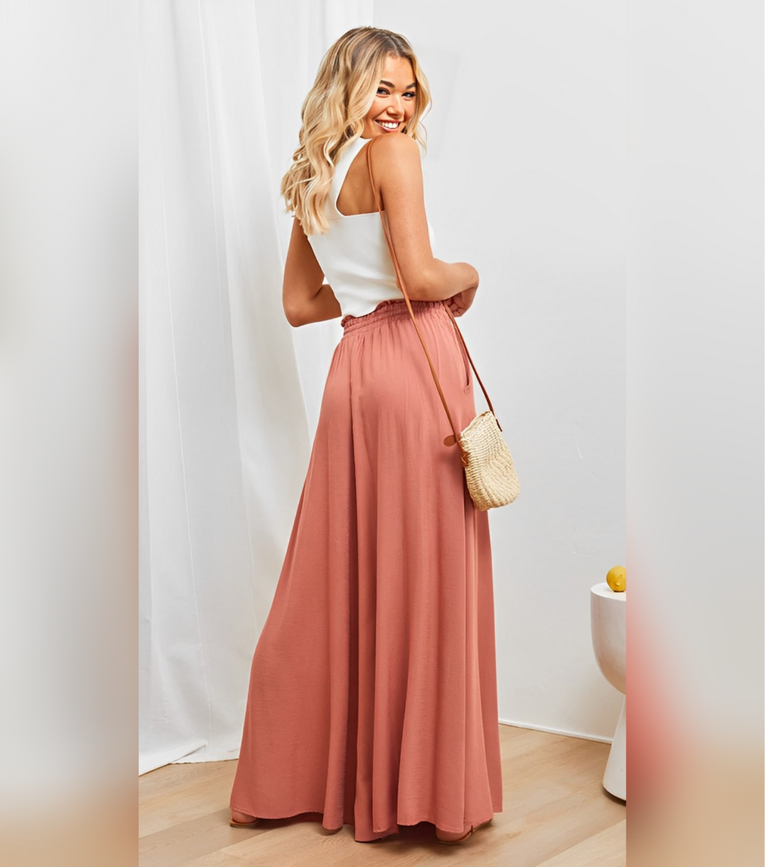 Damen Sommerhose mit hohem Bund und weitem Bein