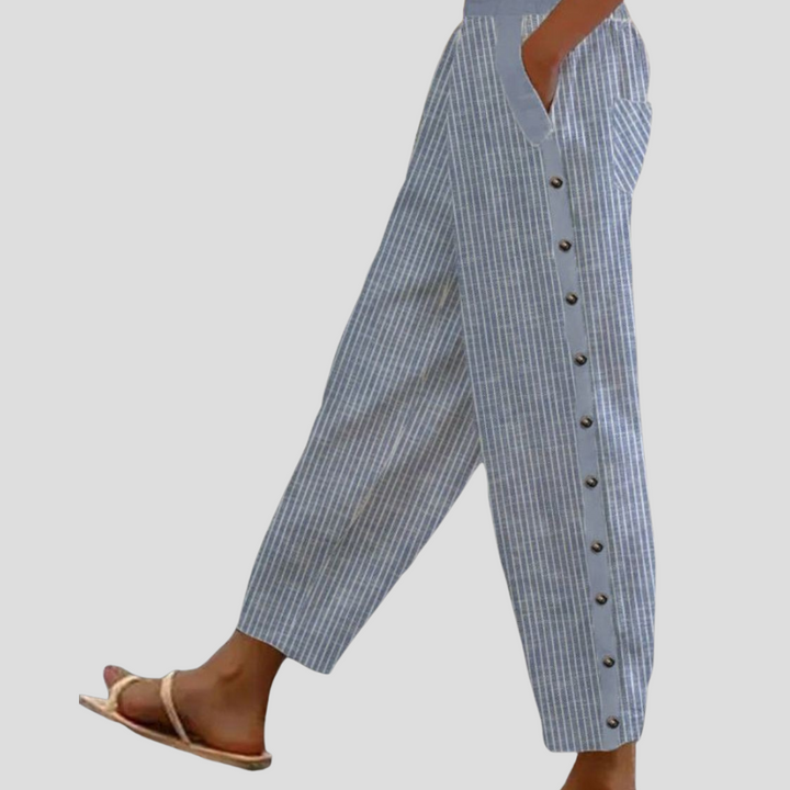 Gestreifte, lockere Hose mit Taschen für Damen