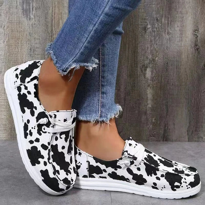 Damen Slip-on Sommerschuhe mit weißen Schnürsenkeln