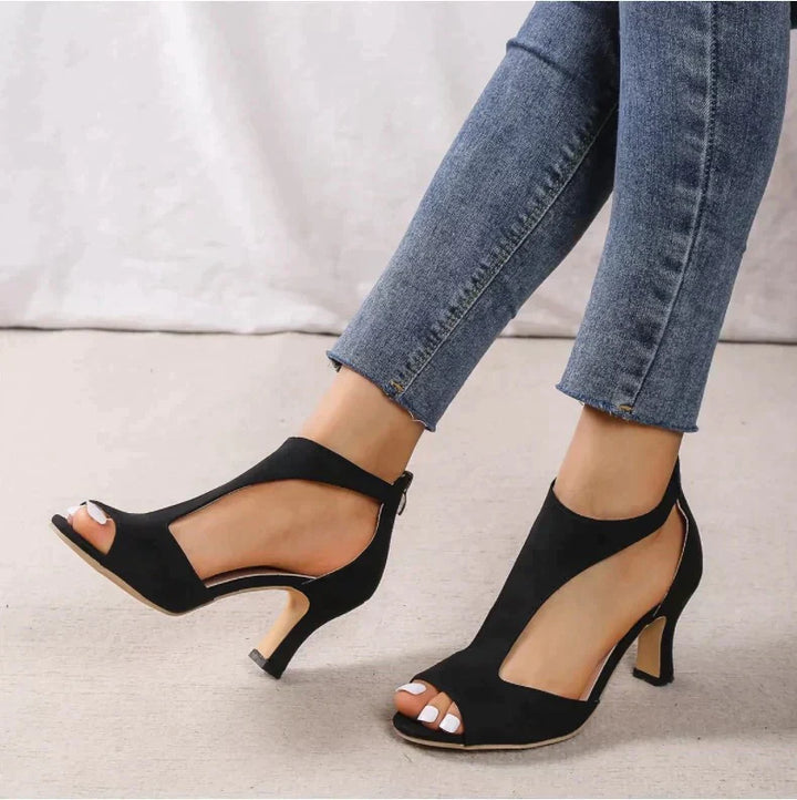 Damen Sommerschuhe mit Absatz und Cut-out-Design