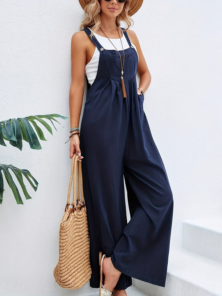 Damen Overall mit Trägern und Quadratischem Ausschnitt