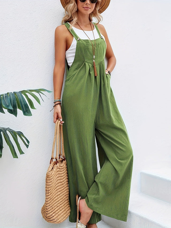 Damen Overall mit Trägern und Quadratischem Ausschnitt