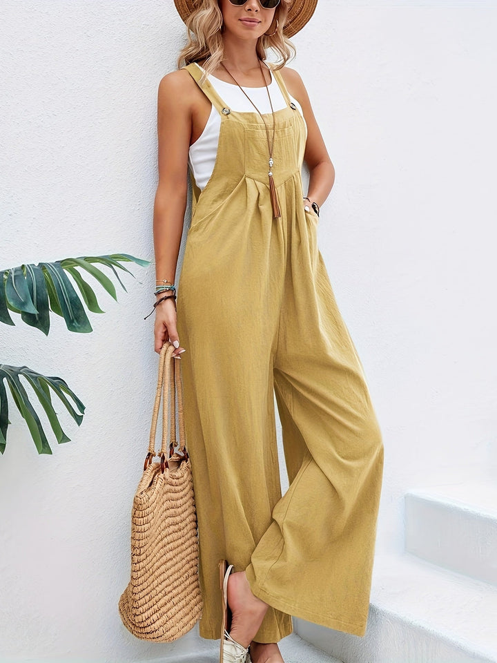 Damen Overall mit Trägern und Quadratischem Ausschnitt