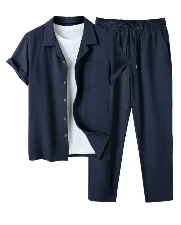 Herren Sommer Set mit Kurzarmhemd und passender Hose