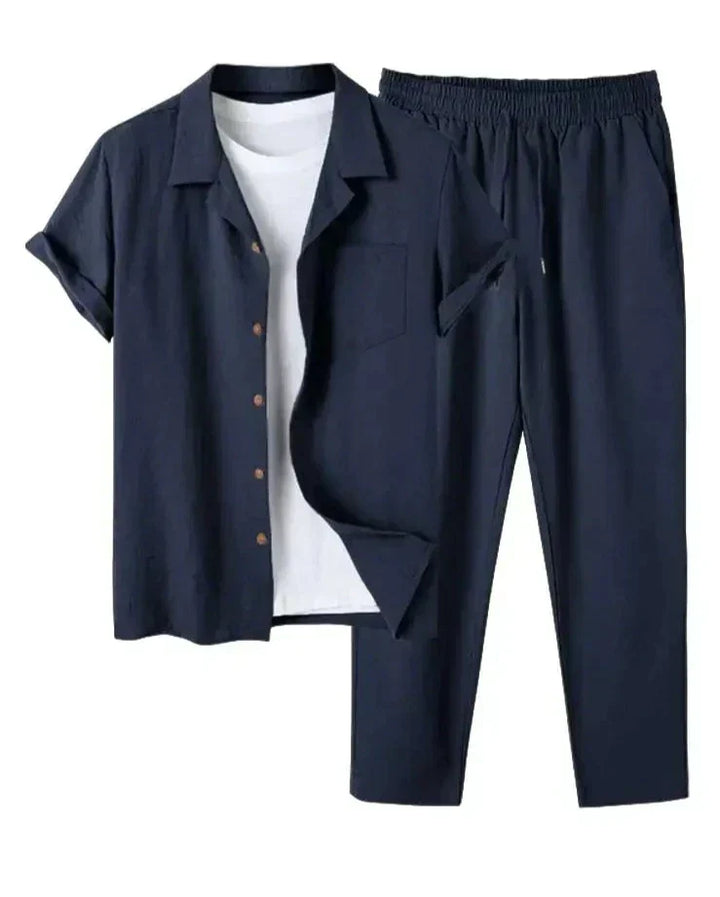 Herren Sommer Set mit Kurzarmhemd und passender Hose