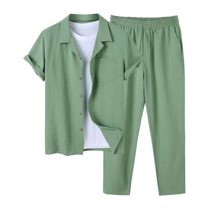 Herren Sommer Set mit Kurzarmhemd und passender Hose
