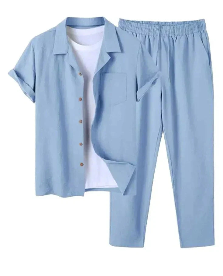 Herren Sommer Set mit Kurzarmhemd und passender Hose