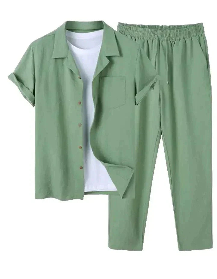 Herren Sommer Set mit Kurzarmhemd und passender Hose