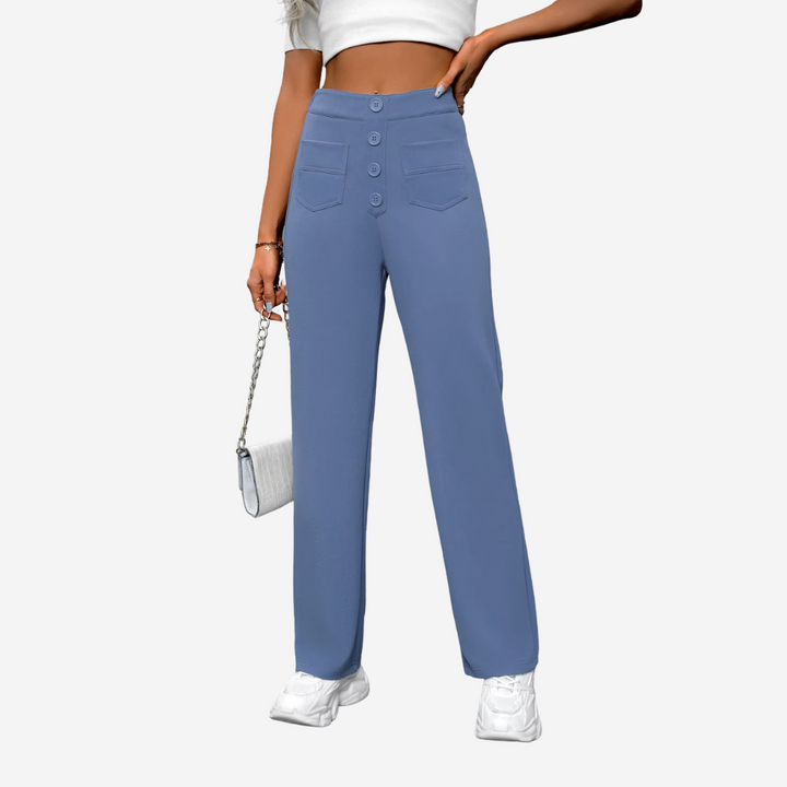 Hoch taillierte Straight-Leg-Hose für Damen