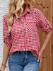 Damen Sommer-Shirt mit Karomuster und lockerem Schnitt