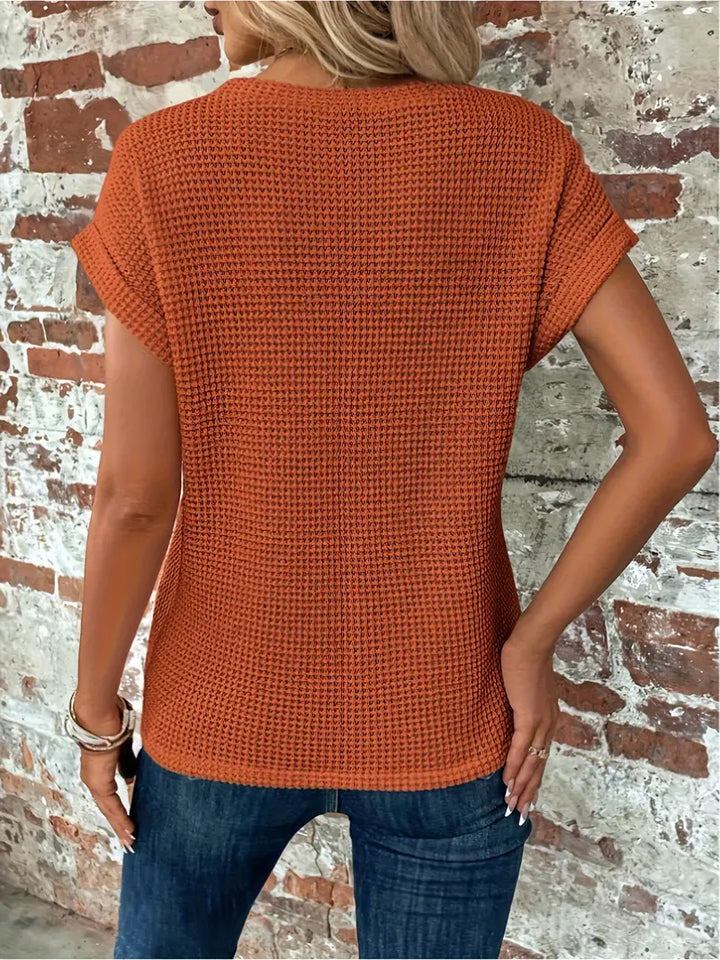 Damen Sommer T Shirt mit Rundhalsausschnitt und kurzen Ärmeln