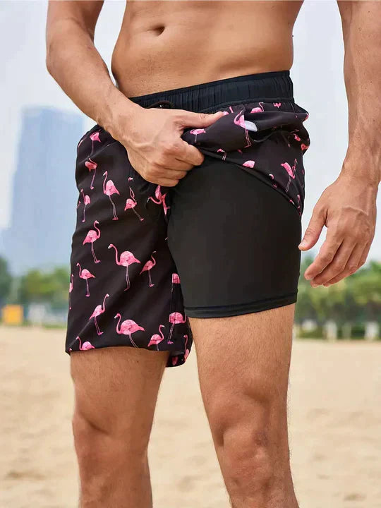Trendige Herren-Badeshorts mit Innenfutter und praktischer Handytasche