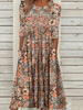 Damen Sommer Midi-Kleid mit Blumenmuster und Drei-Viertel-Ärmeln